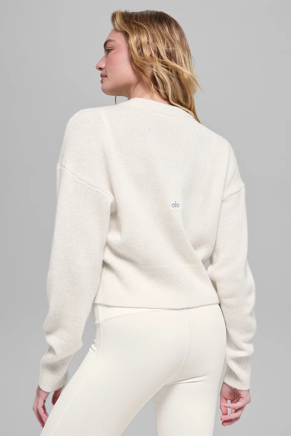 Wool Cashmere Cropped New Class Crewneck Sweater - Ivory - Image 3