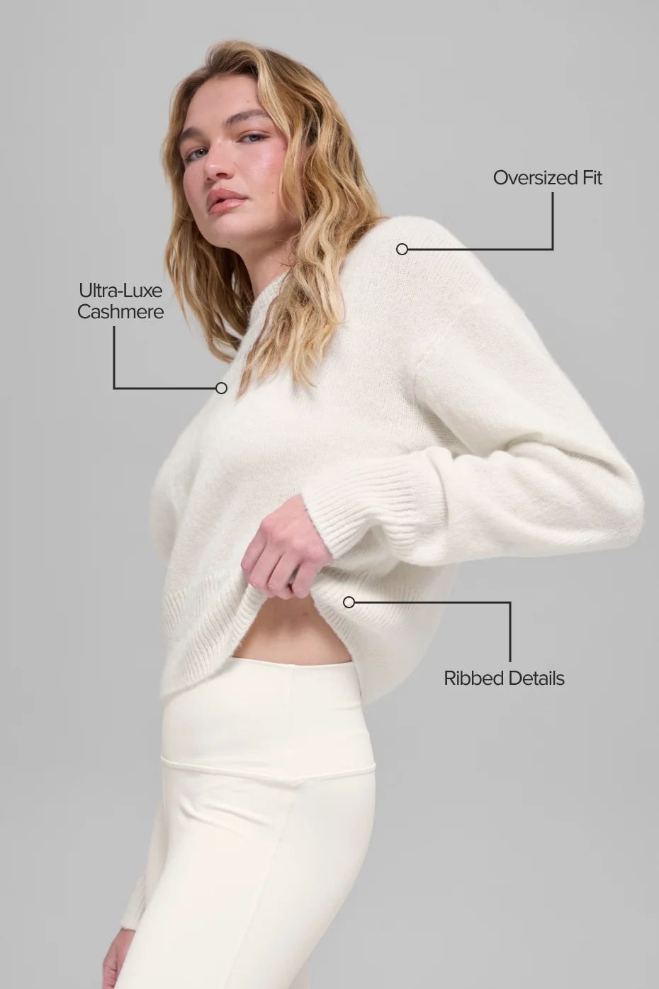 Wool Cashmere Cropped New Class Crewneck Sweater - Ivory - Image 2