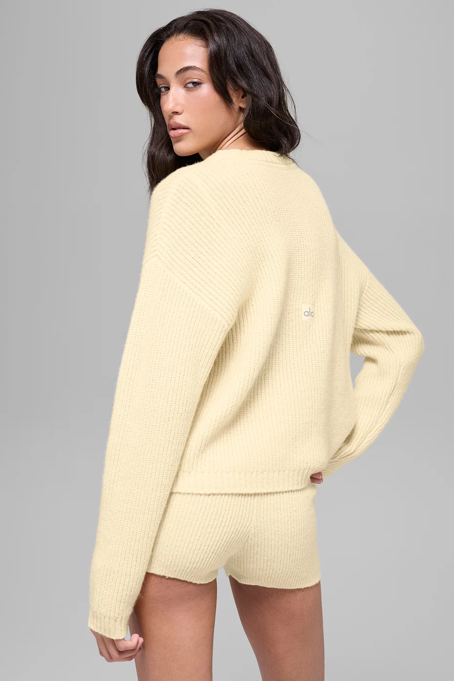 Wool Cashmere Ribbed Noble Crewneck Sweater - Candlelight Yellow - Image 2