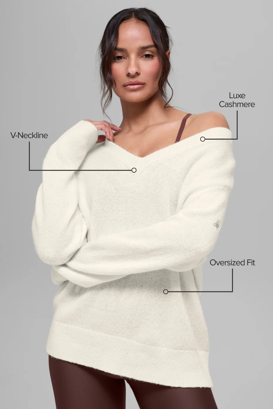 Wool Cashmere New Class Oversized V-Neck Sweater - Ivory - Image 2