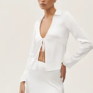 Silk Blend Radiance Long Sleeve Top - White