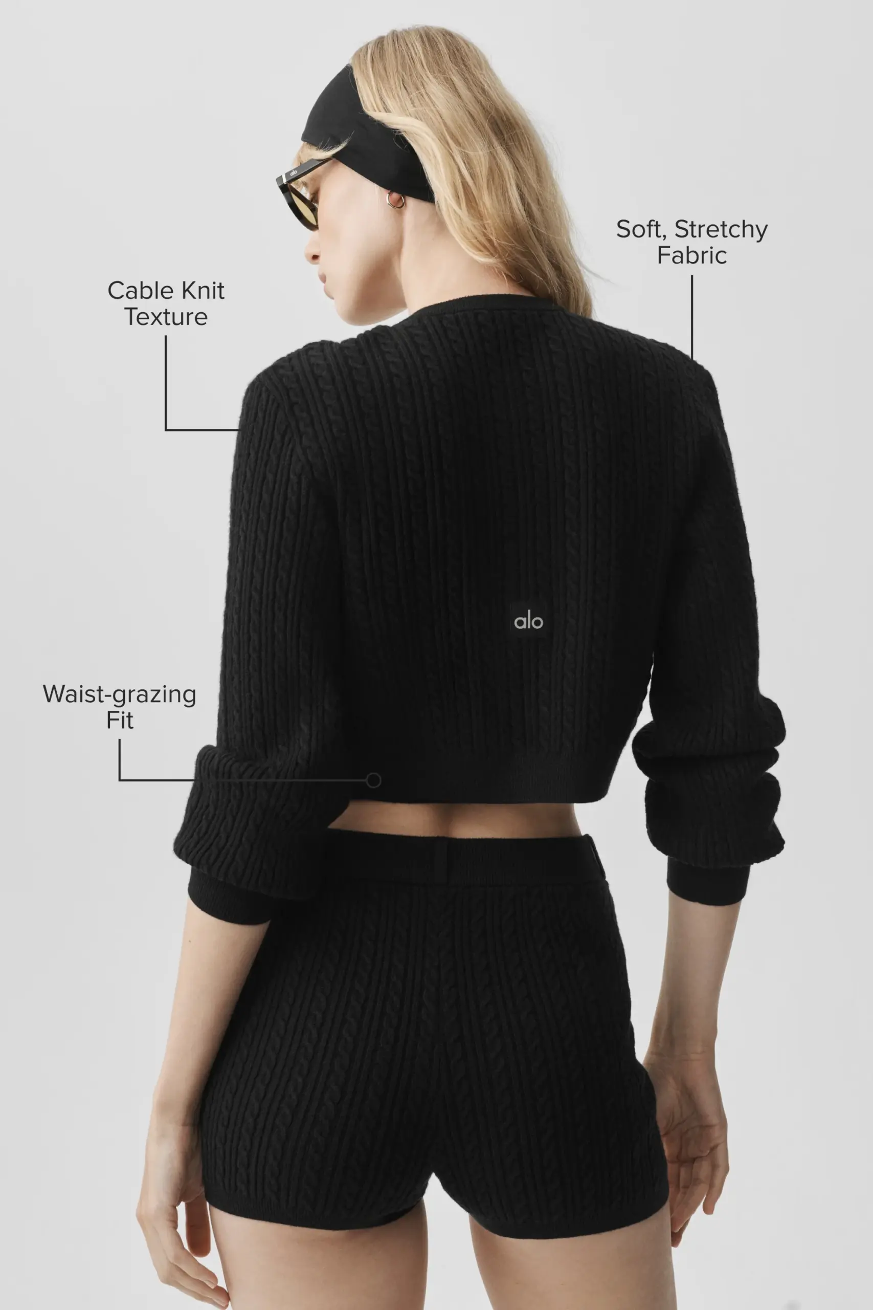 Mini Cable Sweater Cardigan - Black - Image 2