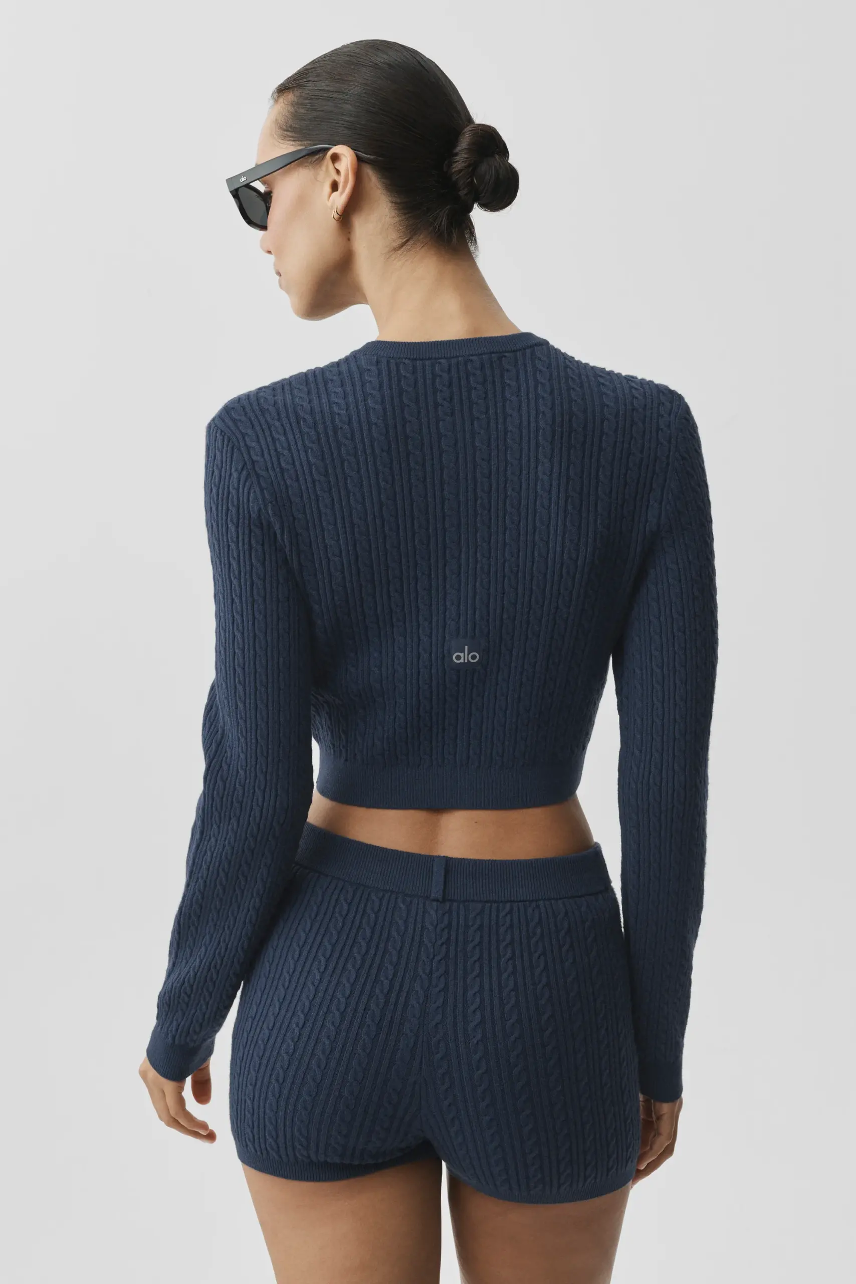 Mini Cable Sweater Cardigan - Navy - Image 2