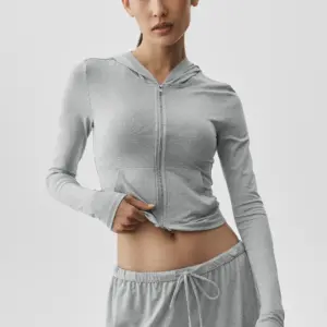 Alosoft Finesse Full Zip Fitted Hoodie - Vintage Athletic Heather