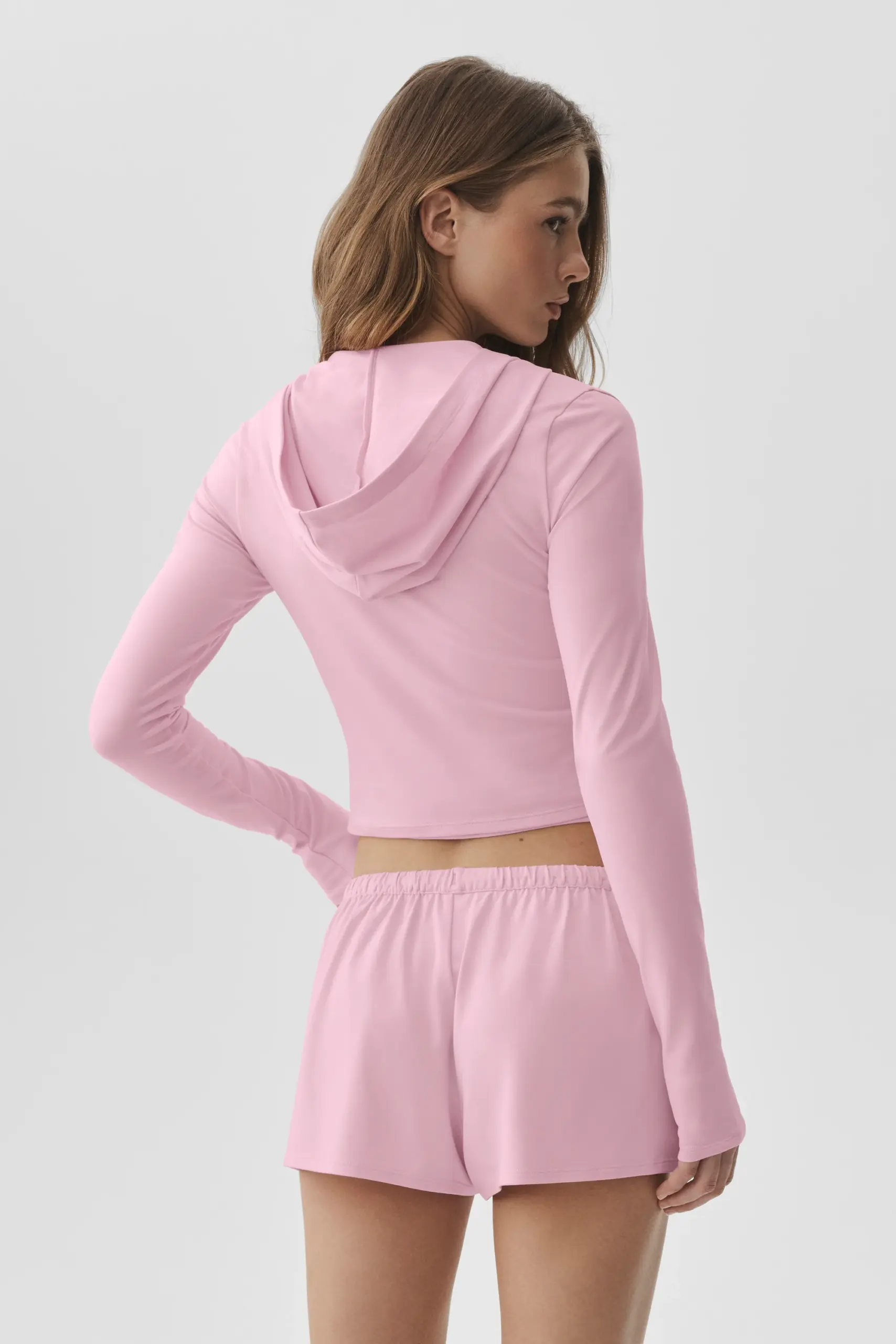 Alosoft Finesse Full Zip Fitted Hoodie - Pink Marshmallow - Image 2