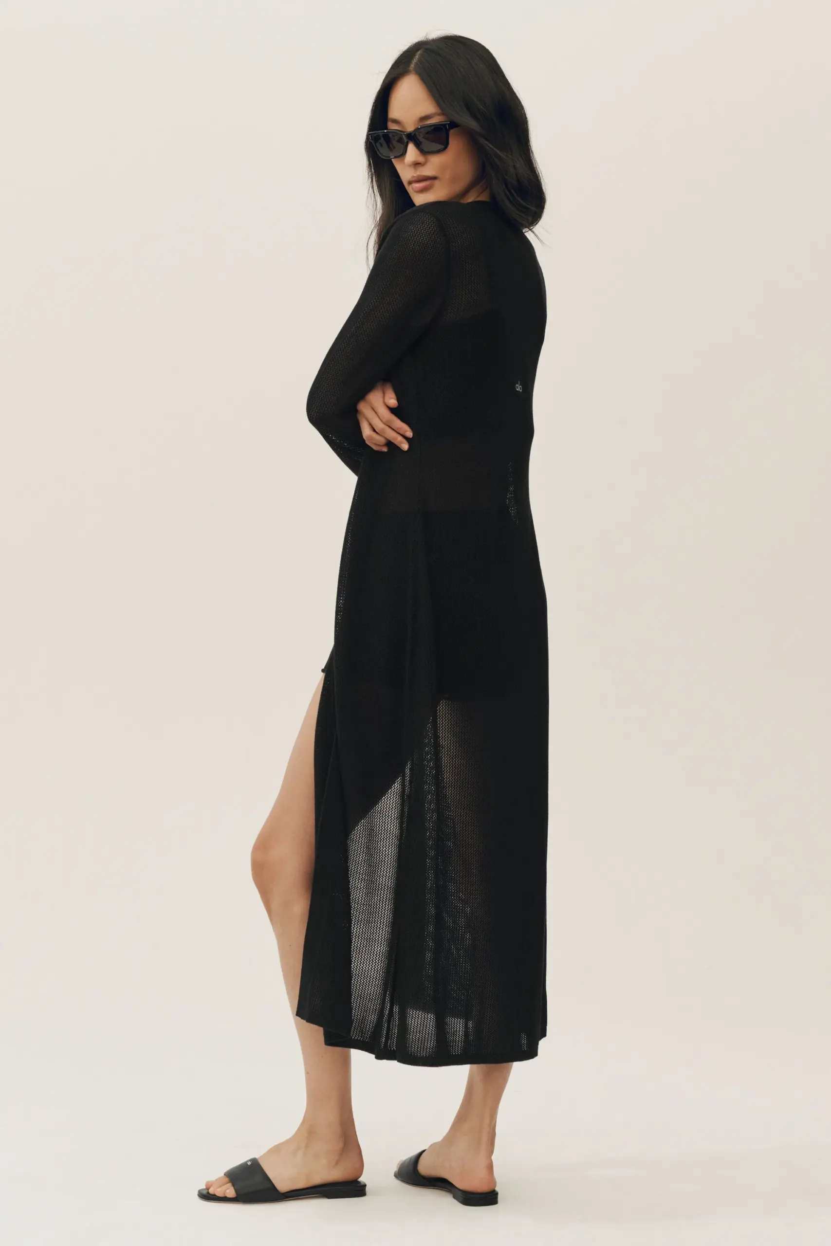 Silk Cashmere Heatwave Long Cardigan - Black - Image 3