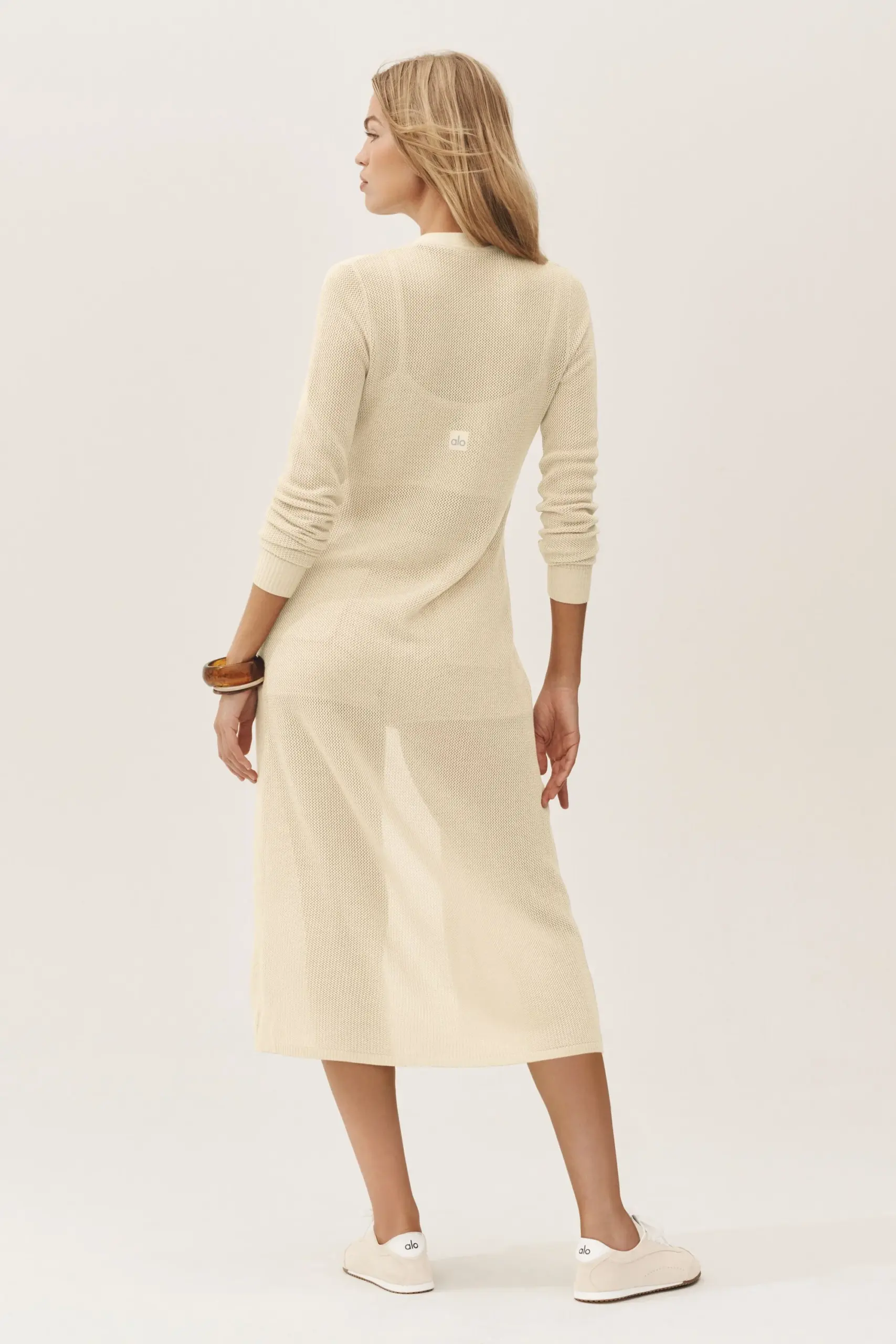 Silk Cashmere Heatwave Long Cardigan - Sandy Beige - Image 2