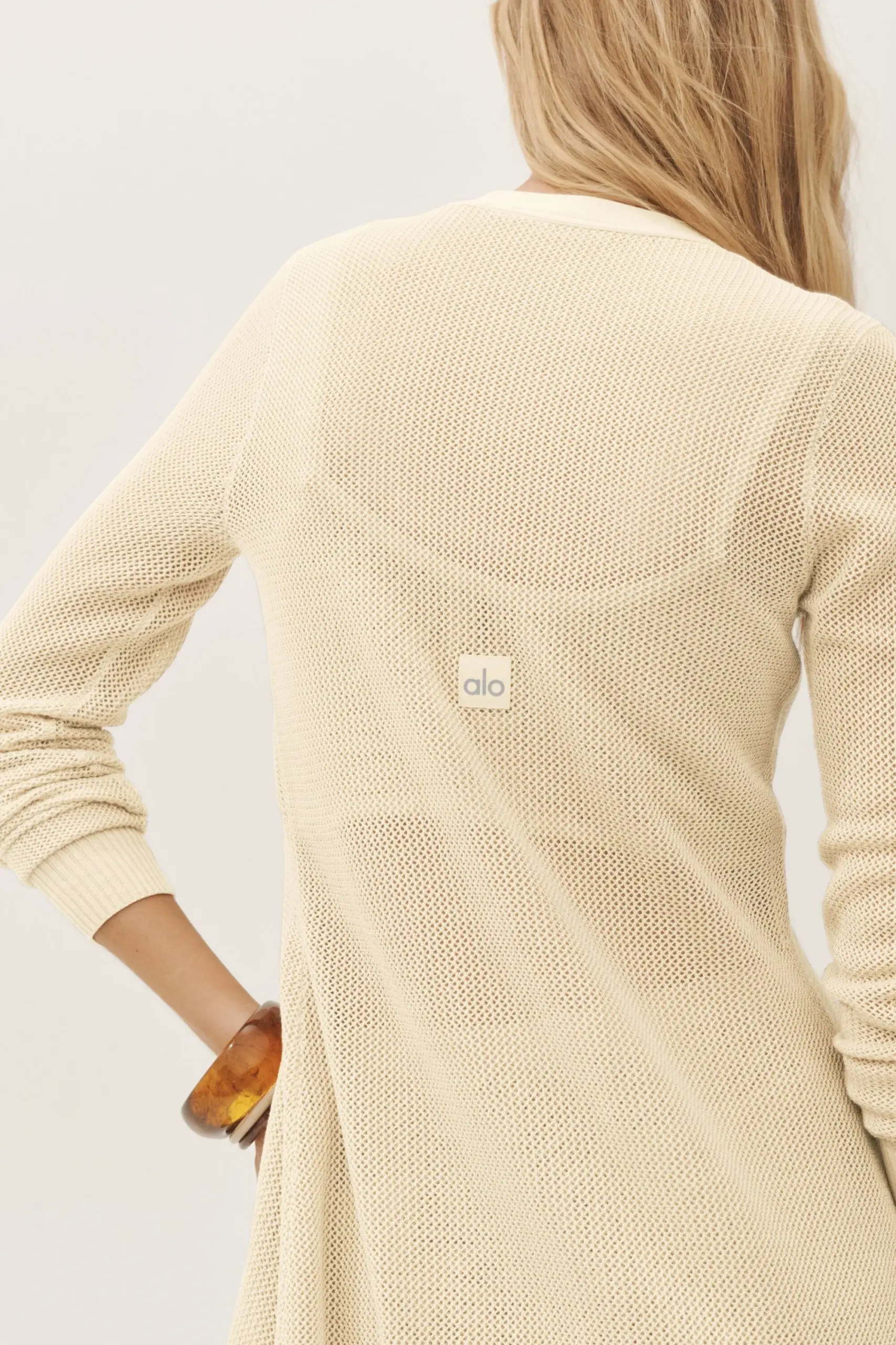 Silk Cashmere Heatwave Long Cardigan - Sandy Beige - Image 3