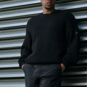 Domain Rib Knit Crew Sweater - Black