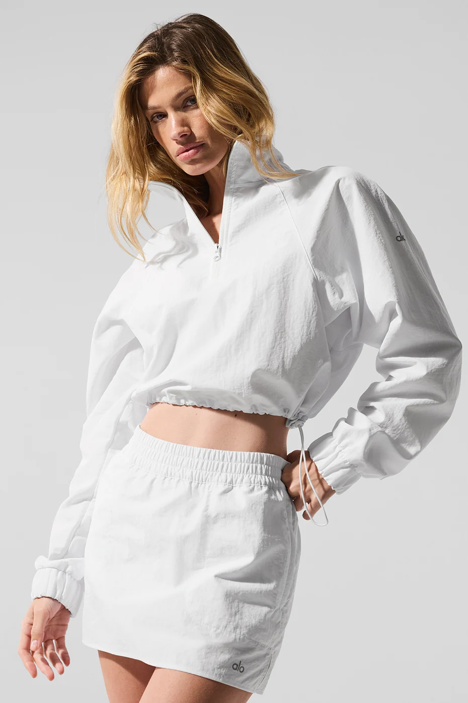 Cropped 1/4 Zip Alumni Pullover - White - Image 6