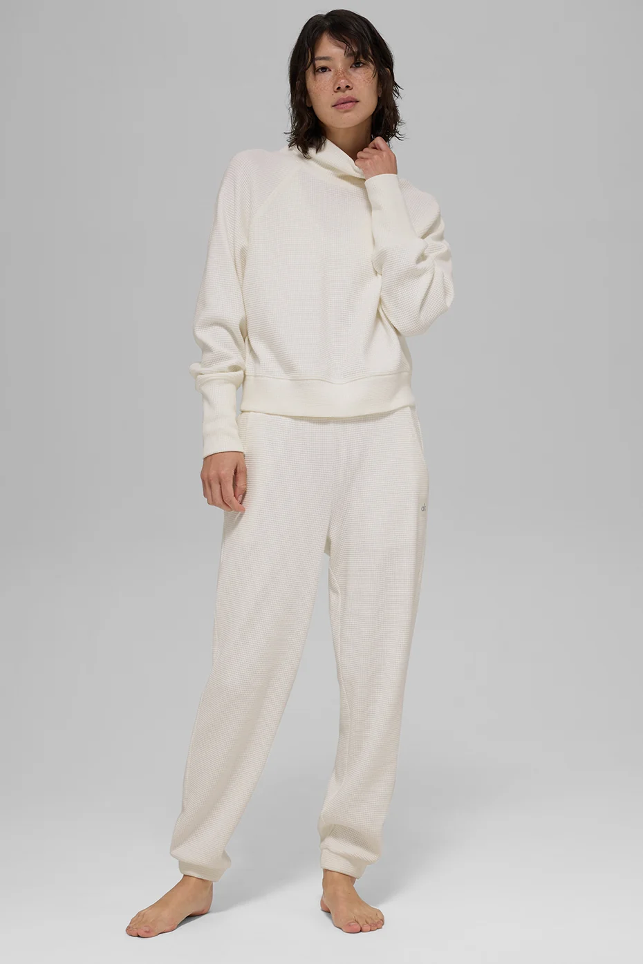 Waffle Weekend Escape Mock Neck Long Sleeve - Ivory - Image 6