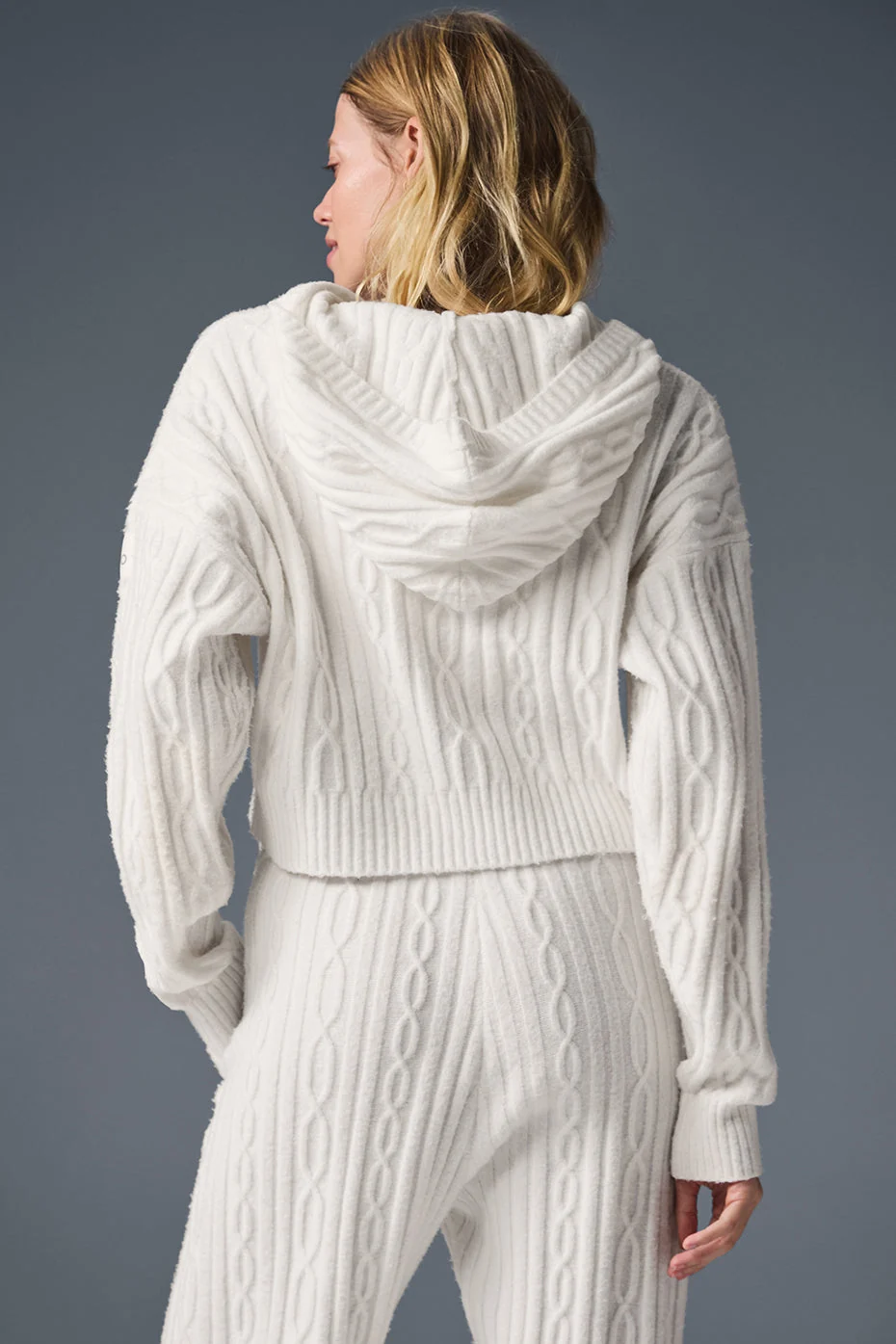 Cable Knit Winter Bliss Hoodie - Ivory - Image 3