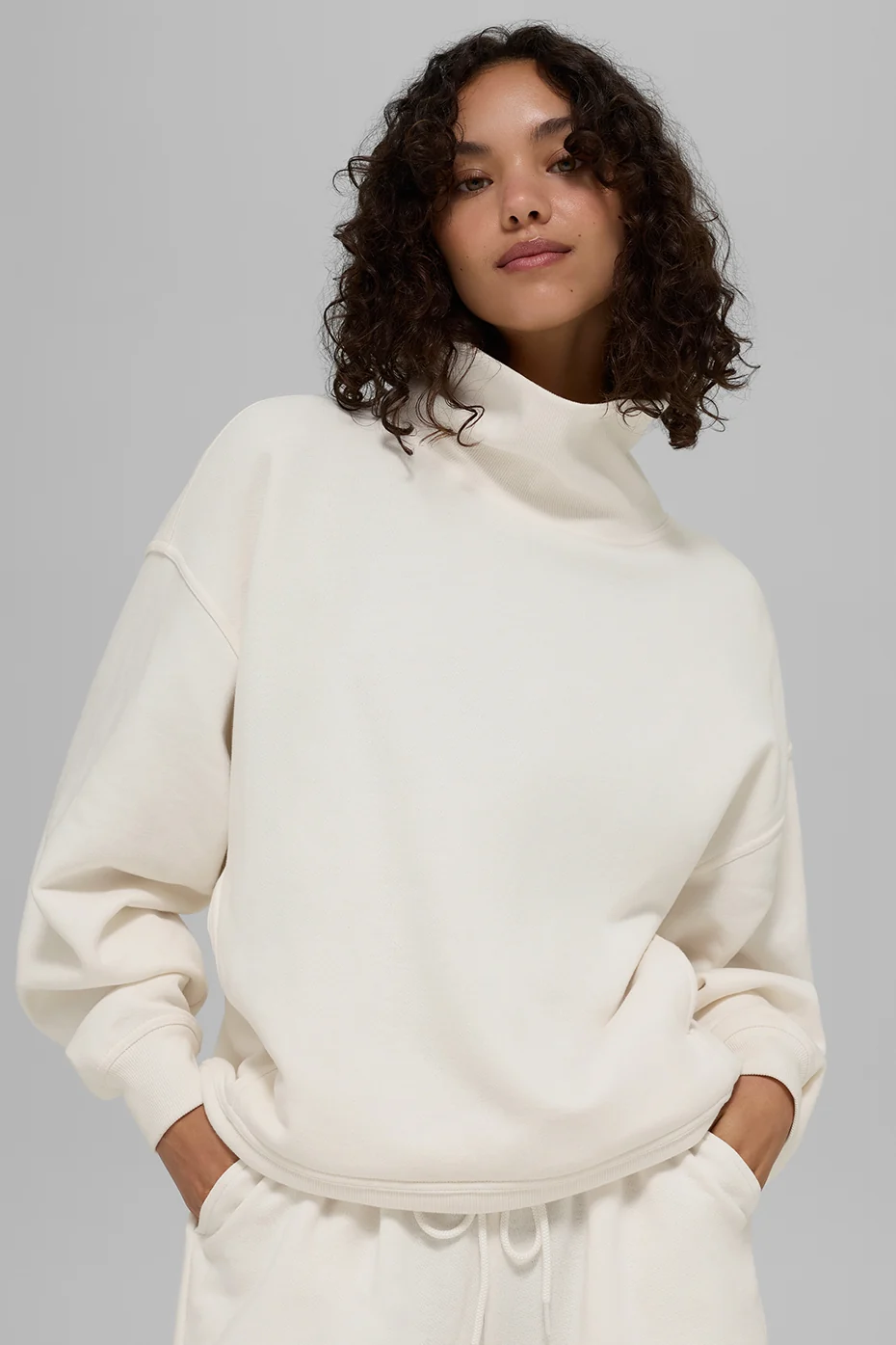 Hazy Mock Neck Pullover - Ivory - Image 3