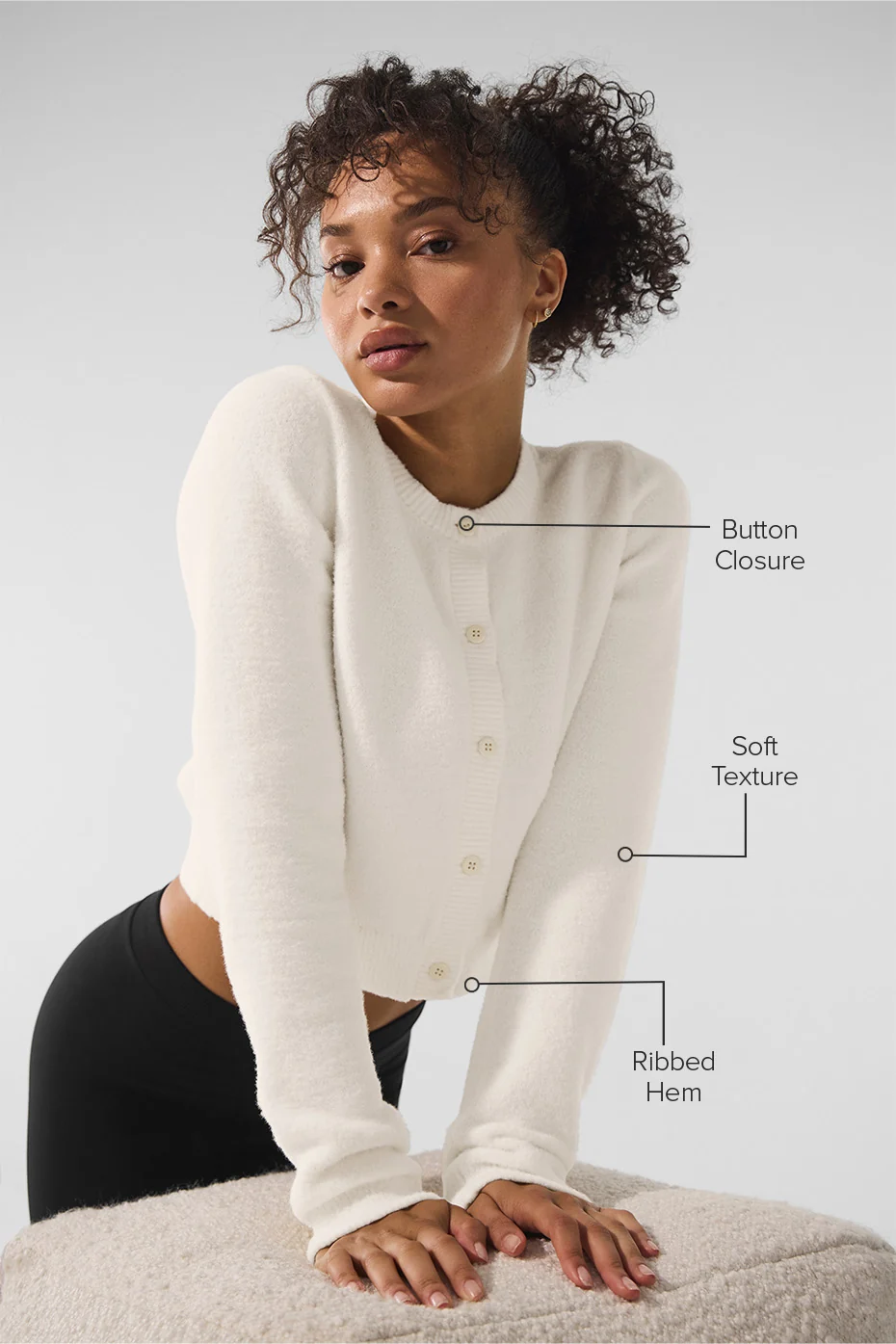 Snuggle Up Sweater Cropped Cardigan - Ivory - Image 2