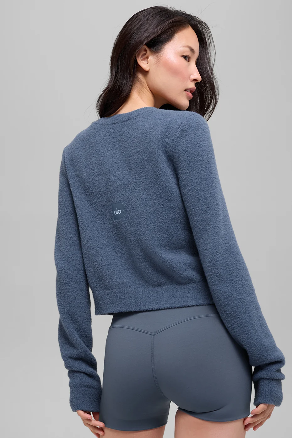Snuggle Up Sweater Cropped Cardigan - Bluestone - Image 2