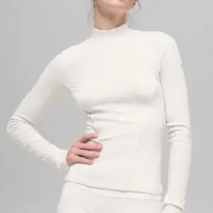 Ribbed Mesmerize Mock Neck Long Sleeve - Ivory