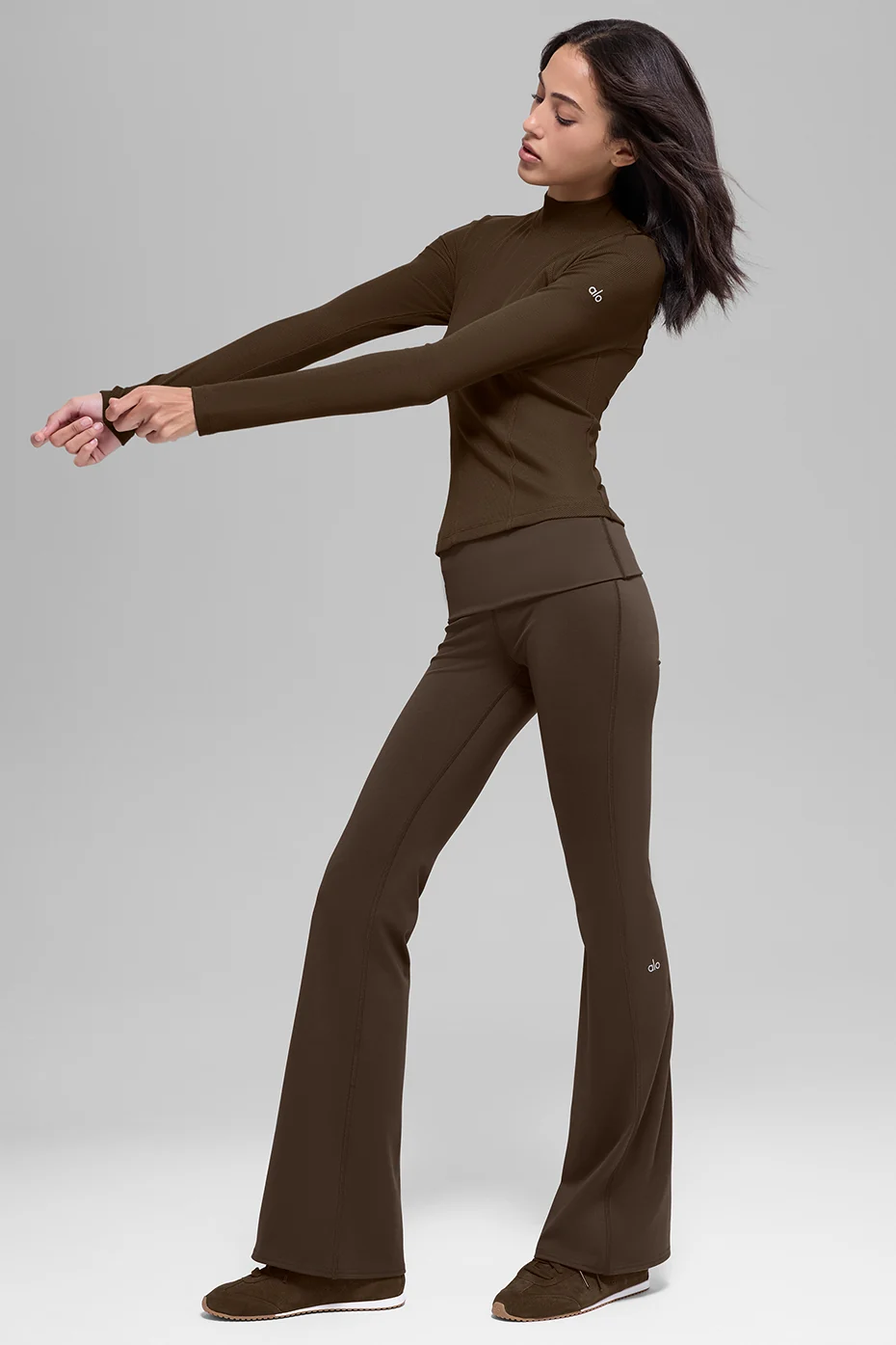 Ribbed Mesmerize Mock Neck Long Sleeve - Espresso - Image 4