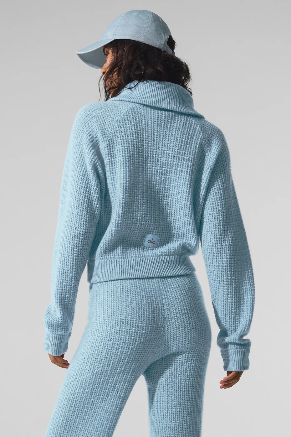 Cashmere Plush Waffle 1/4 Zip Pullover - Celestial Blue Heather - Image 4