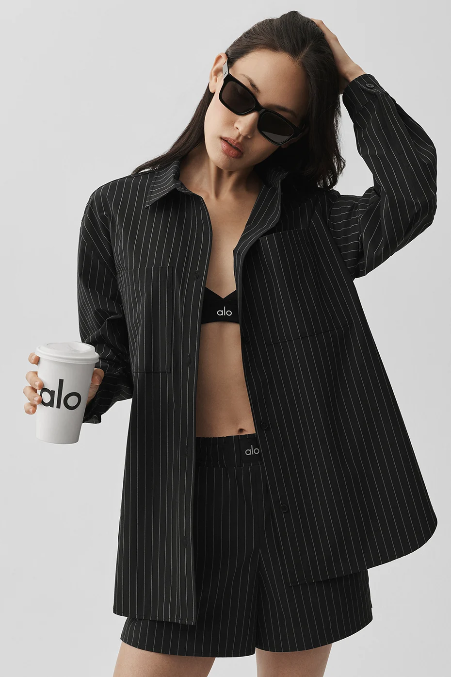 Pinstripe Daylight Button Down Long Sleeve - Black/Titanium - Image 3
