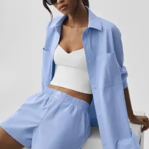 Pinstripe Daylight Button Down Long Sleeve - Light Provence Blue/White