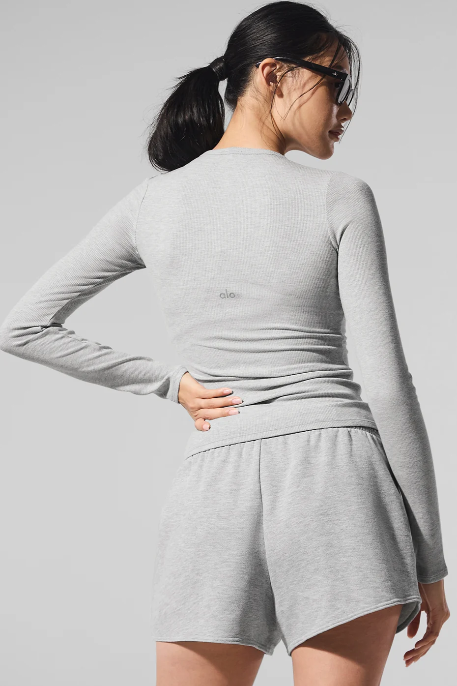 Ribbed Modal Long Sleeve - Athletic Heather Grey - Image 4