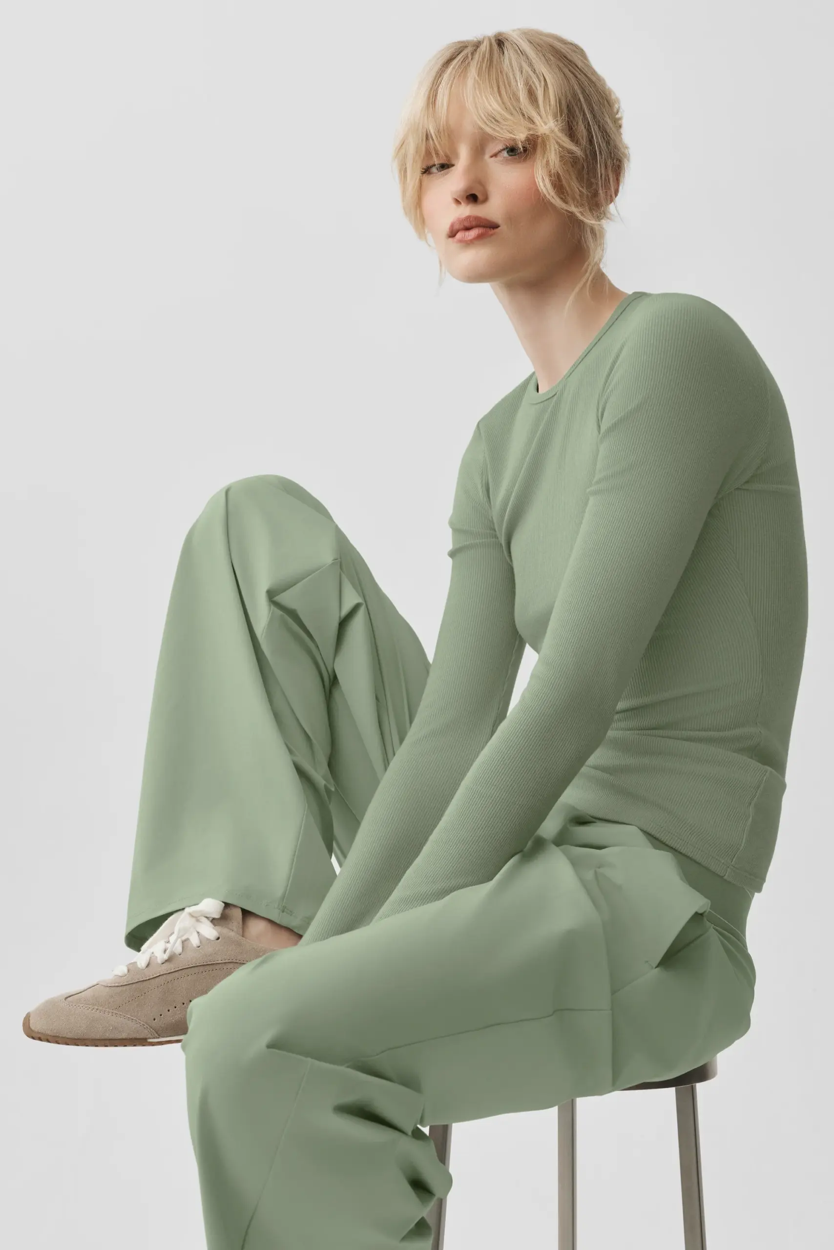 Ribbed Modal Long Sleeve - Dune Grass - Image 3