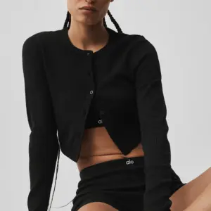 Pointelle Sweater Be Mine Cardigan - Black