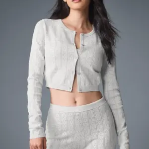 Pointelle Sweater Be Mine Cardigan - Light Grey Heather