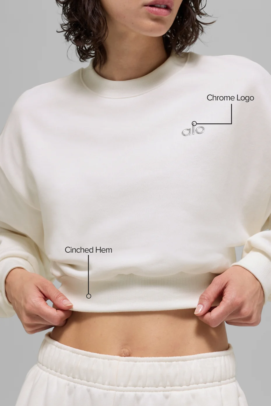 Cropped Accolade Crewneck - Ivory - Image 2