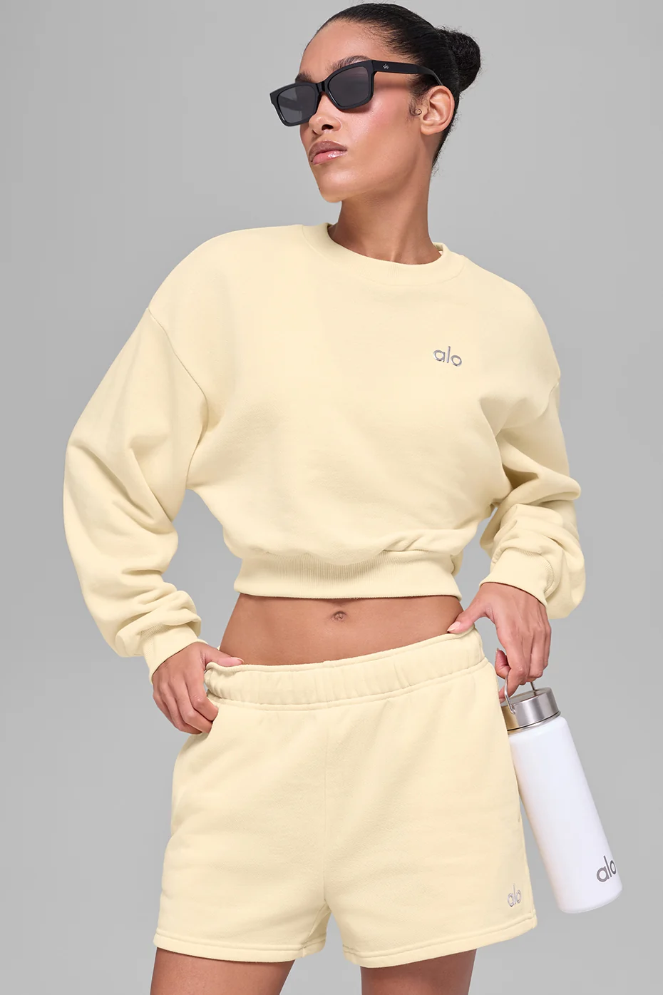 Cropped Accolade Crewneck - Candlelight Yellow - Image 3