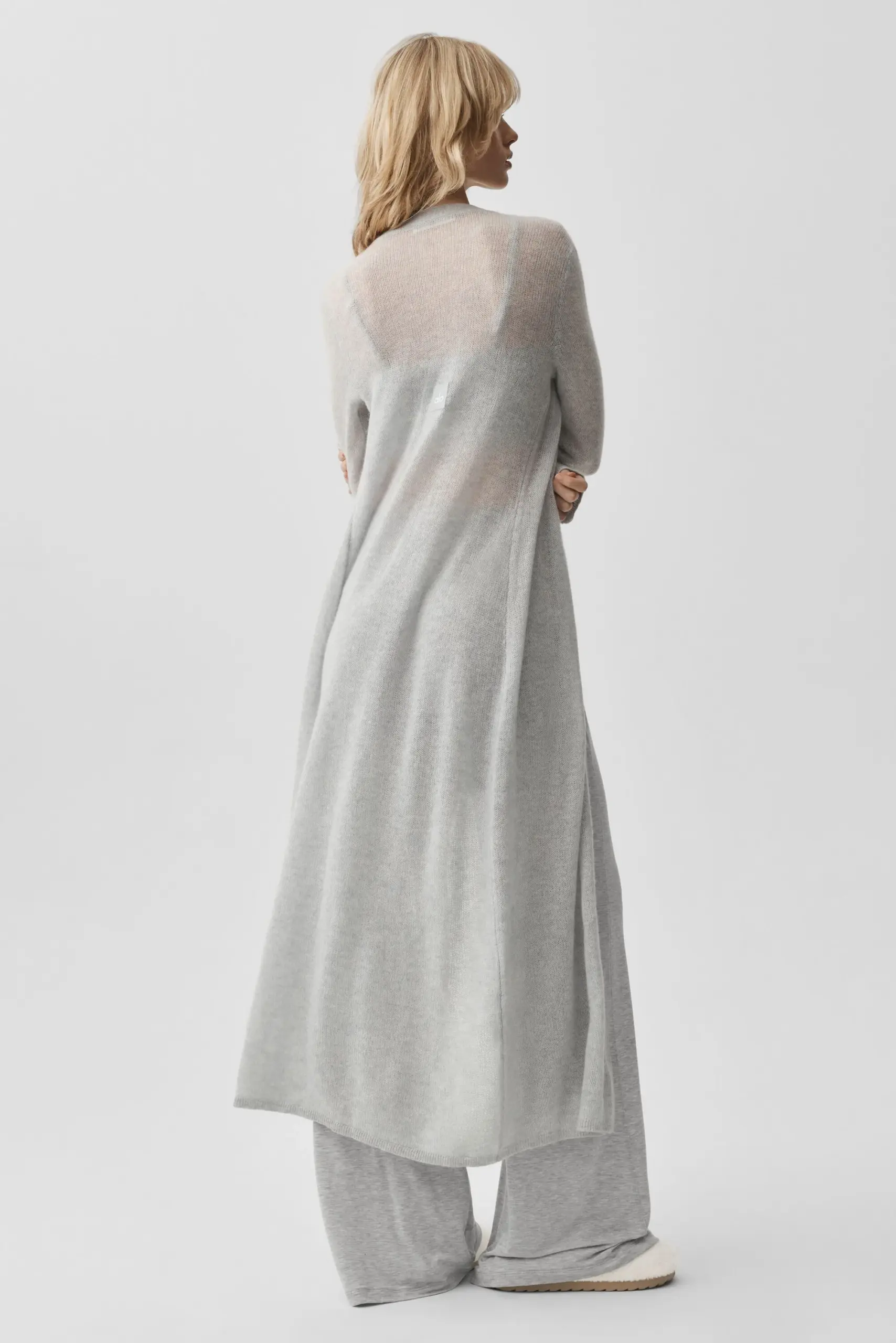 Sheer Cashmere Long Cardigan - Athletic Heather Grey - Image 3