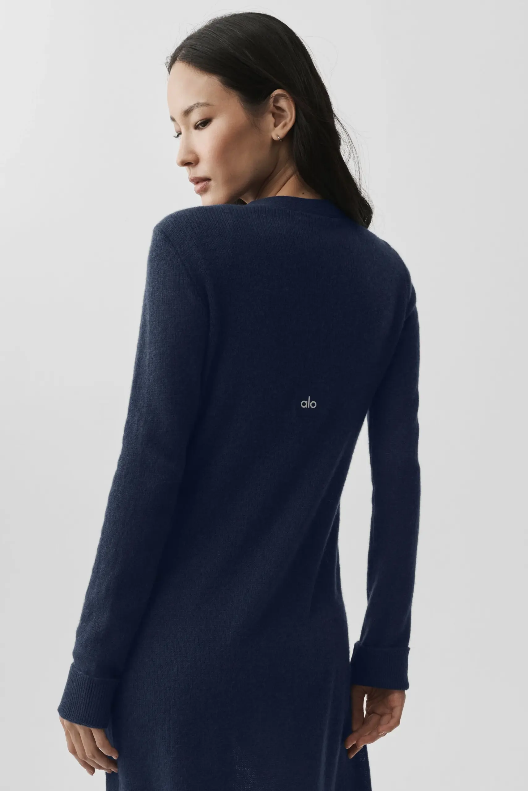 Sheer Cashmere Long Cardigan - Navy - Image 4