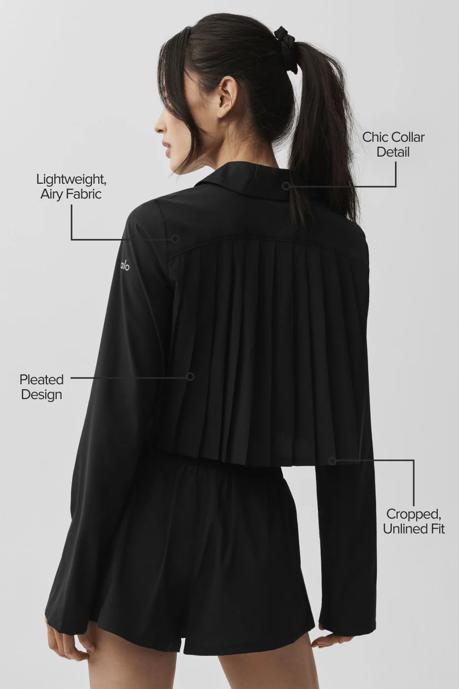 Cropped Unmatched Long Sleeve - Black - Image 2