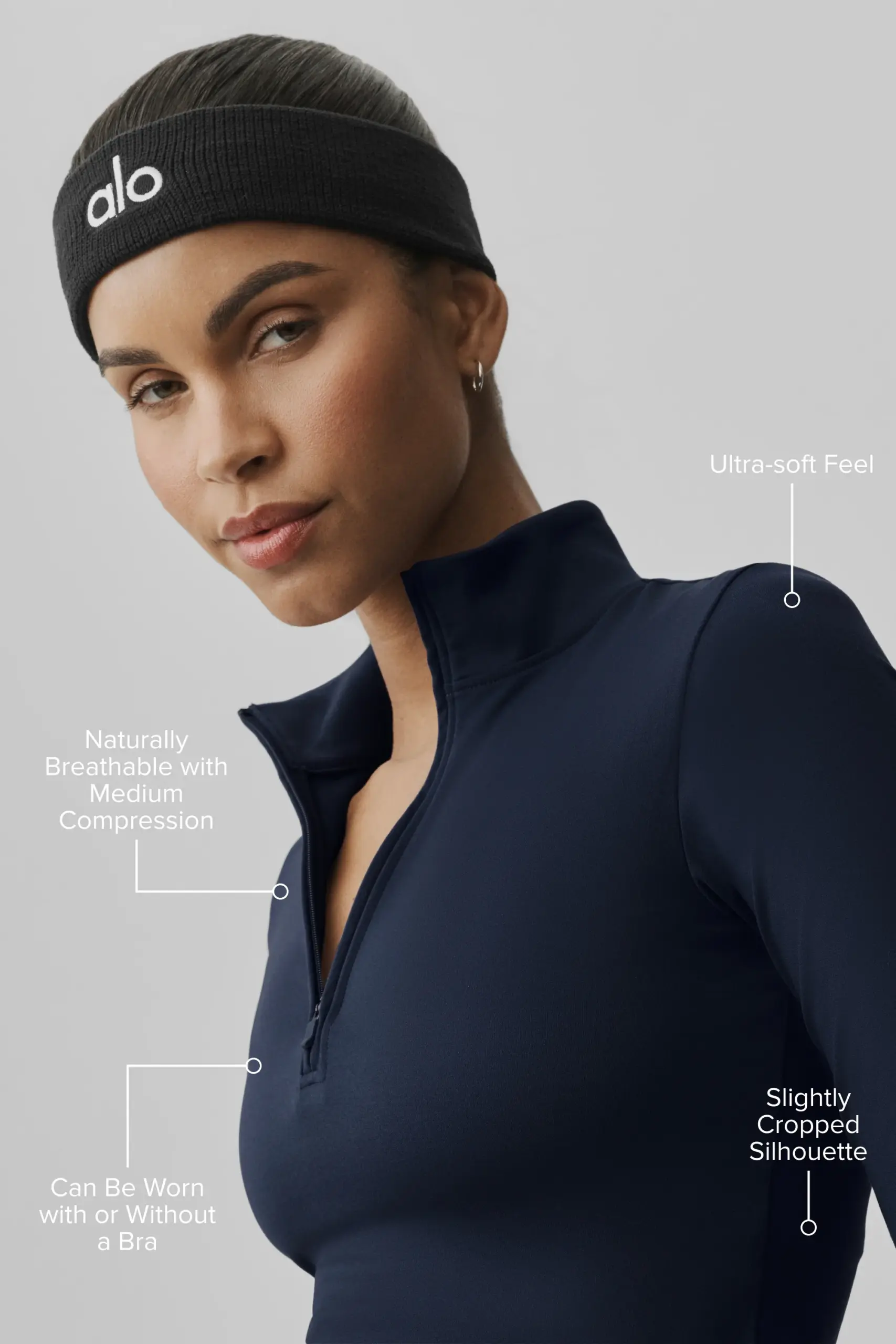 ALO Softsculpt Precision 1/4 Zip Long Sleeve - Navy - Image 2