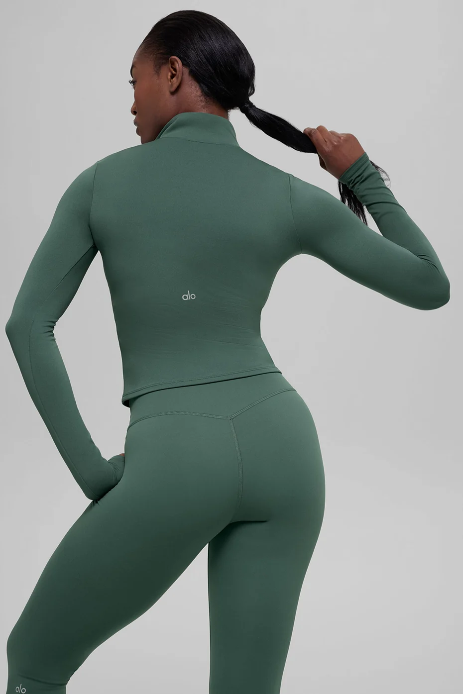 ALO Softsculpt Precision 1/4 Zip Long Sleeve - Clover Green - Image 2