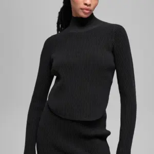 Denim Knit Backless Long Sleeve - Black/Anthracite