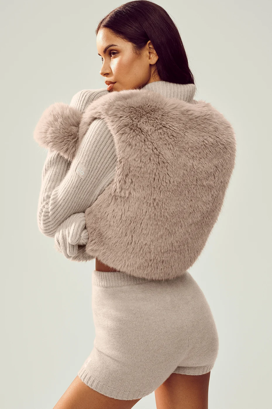 Faux Fur Cashmere Northstar Full Zip - Oat Heather - Image 2