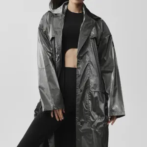 Metallic Break Line Trench - Silver Metallic