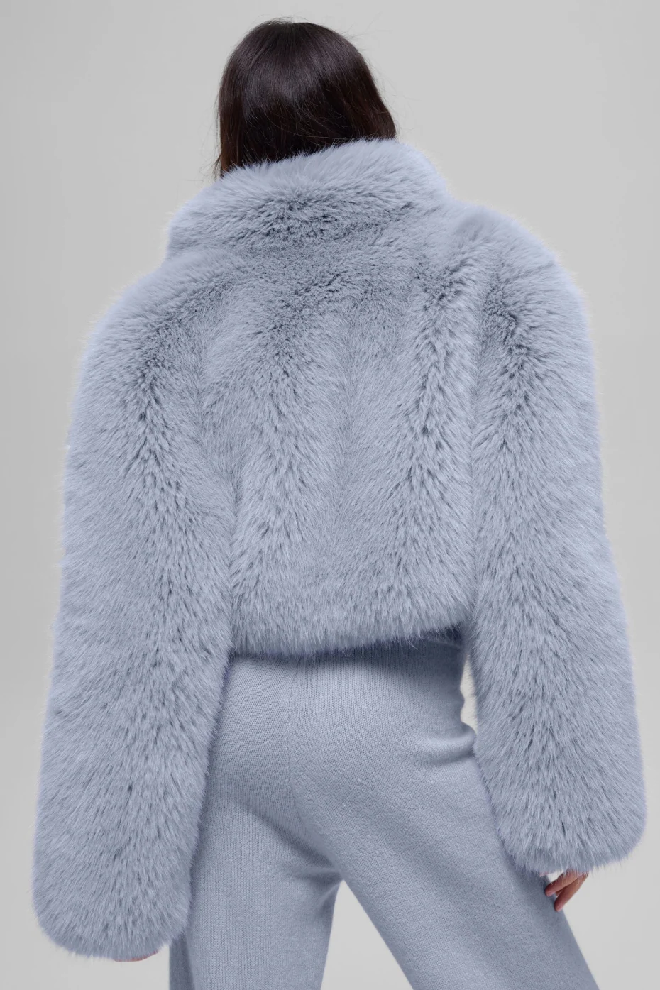Opulent Faux Fur Cropped Jacket - Winter Frost - Image 2