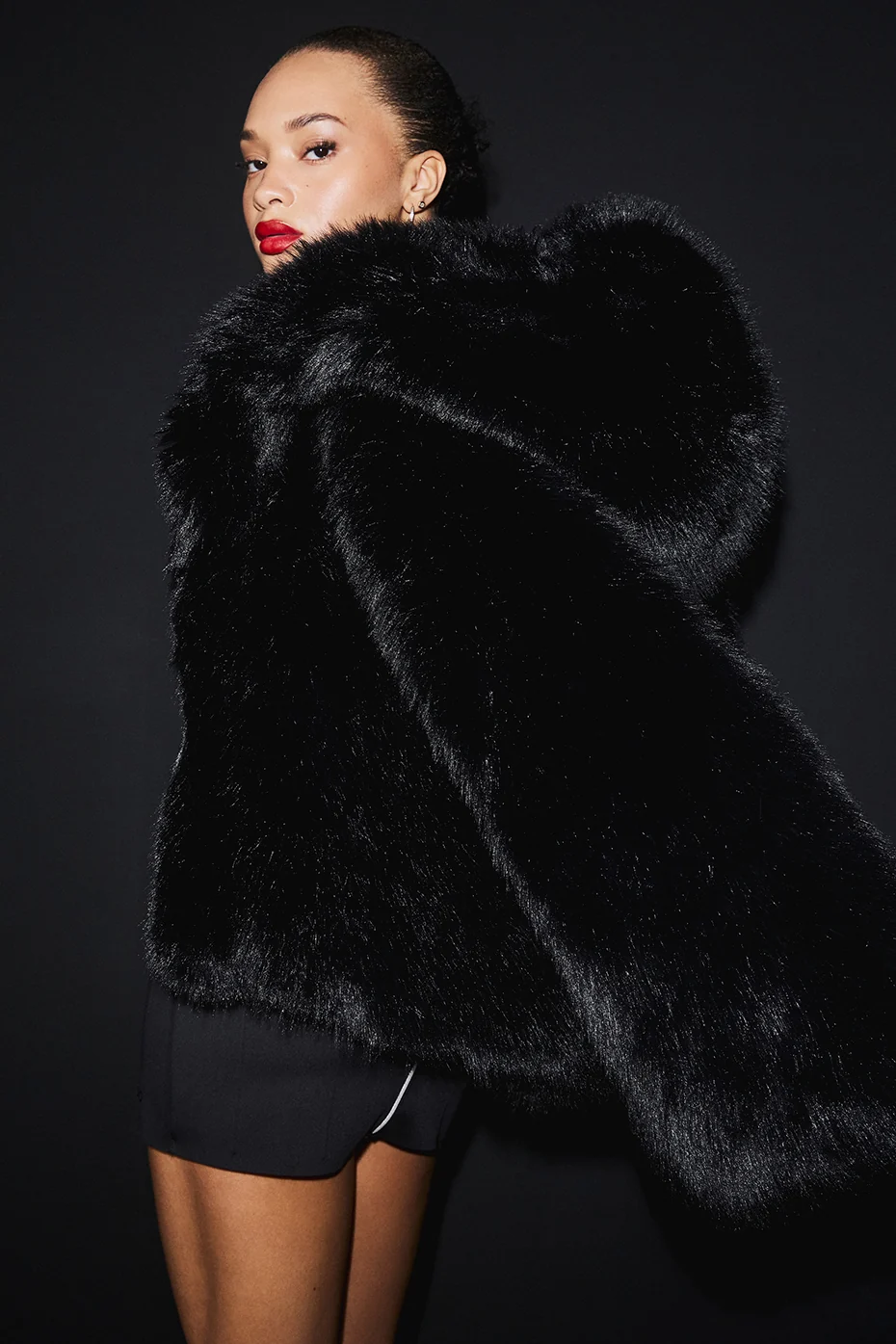 Opulent Faux Fur Statement Jacket - Black - Image 5