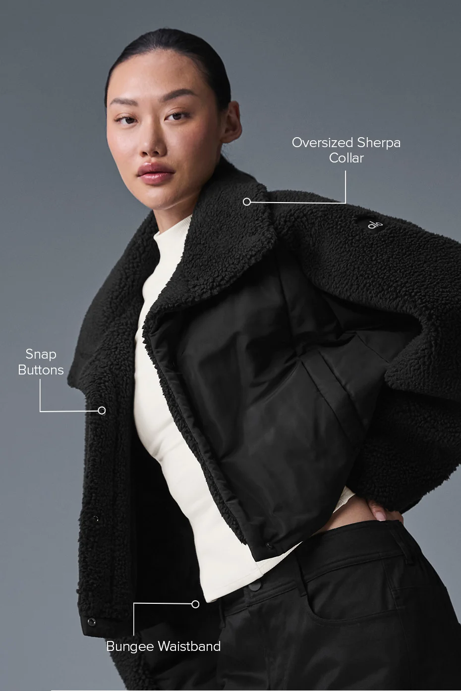 Sherpa Cozy Escape Puffer - Black/Black - Image 2