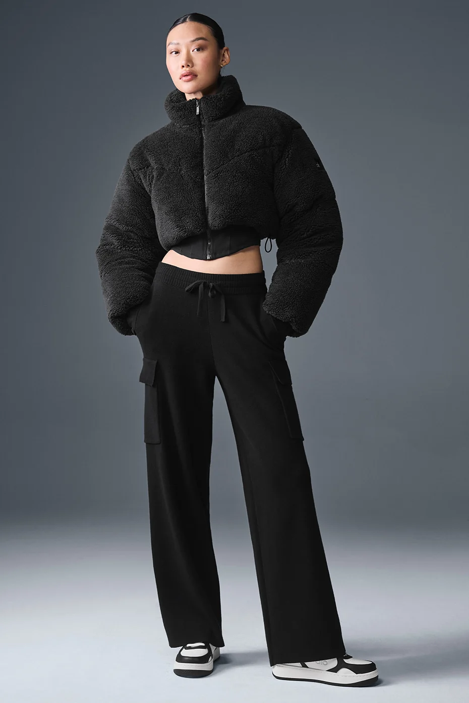 Sherpa Main Act Corset Puffer - Black - Image 4