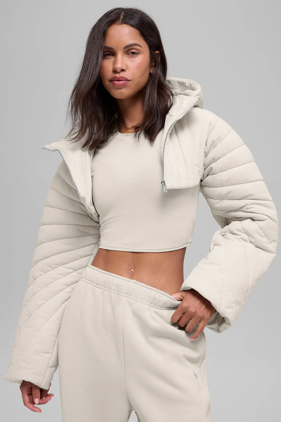 Quilted Starlight Puffer Shrug - Bone - Image 6