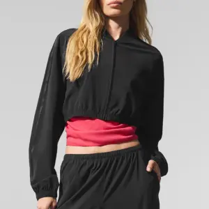 Cropped Breezy Full-Zip Cover Up - Black