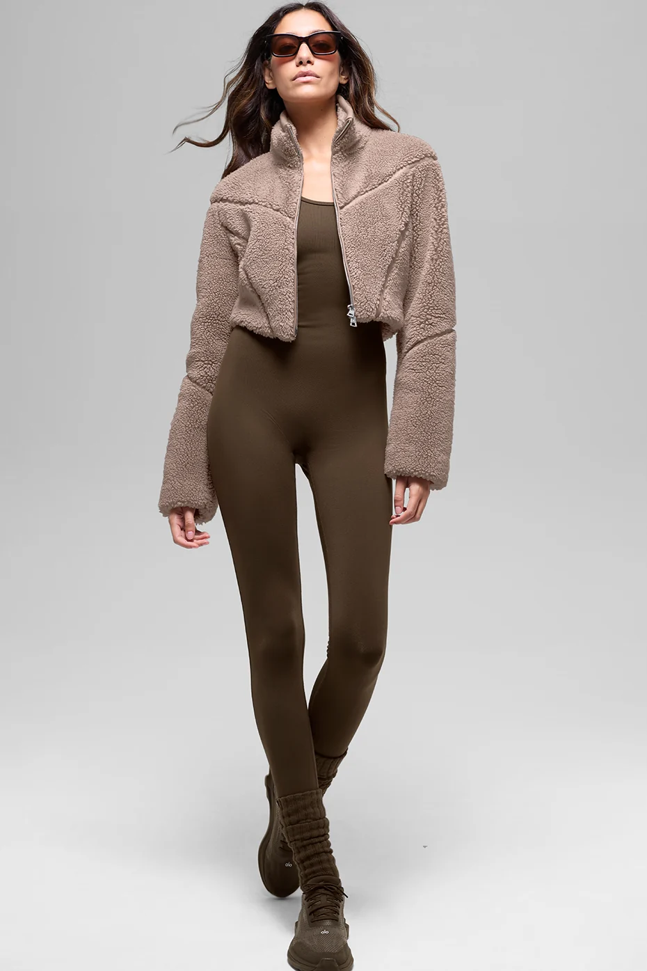 Sherpa Cropped Slope Side Jacket - Chai Latte - Image 4