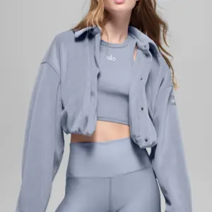 Ribbed Velour Cropped Mountain Side Jacket - Winter Frost