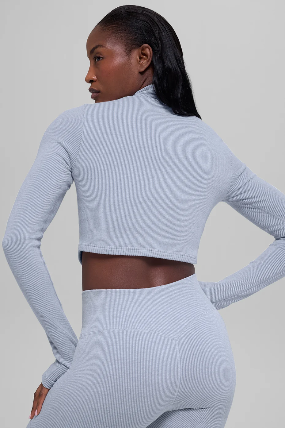 Seamless Two Tone Rib Jacket - Winter Frost Heather - Image 3