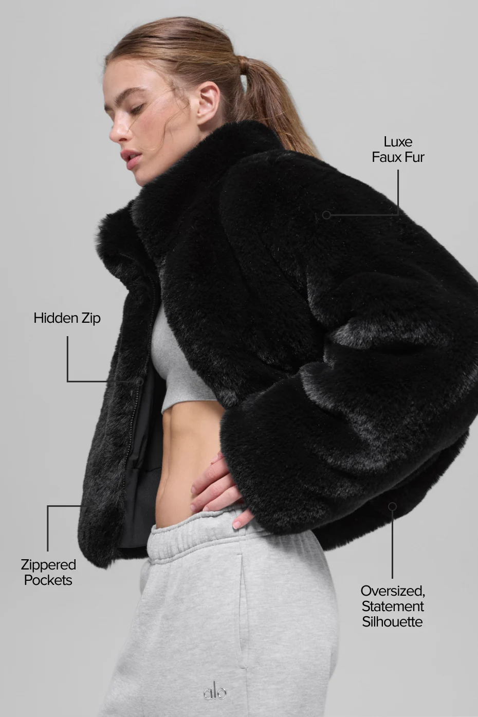 Faux Fur Allure Jacket - Black - Image 2