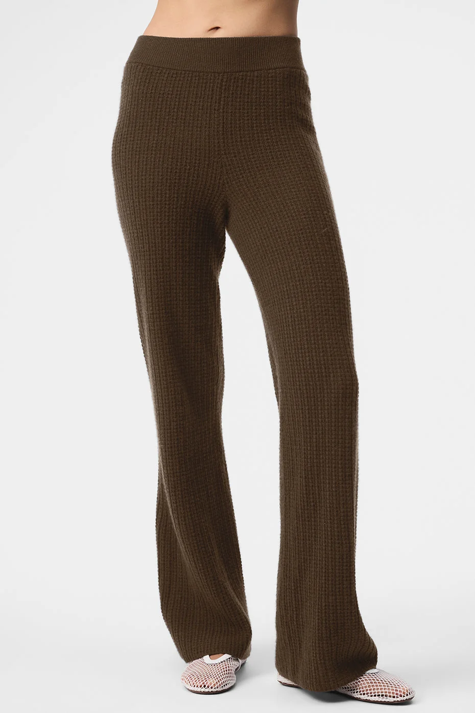 Cashmere High-Waist Plush Waffle Pant - Espresso - Image 2