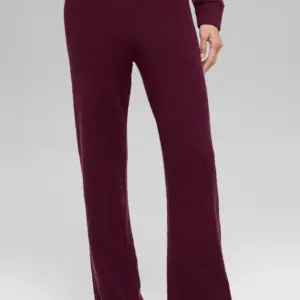 Cashmere High-Waist Plush Waffle Pant - Burgundy